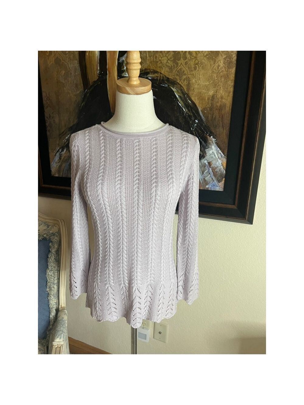 Women's LAUREN Ralph Lauren Lavender Cable Knit Sweater S